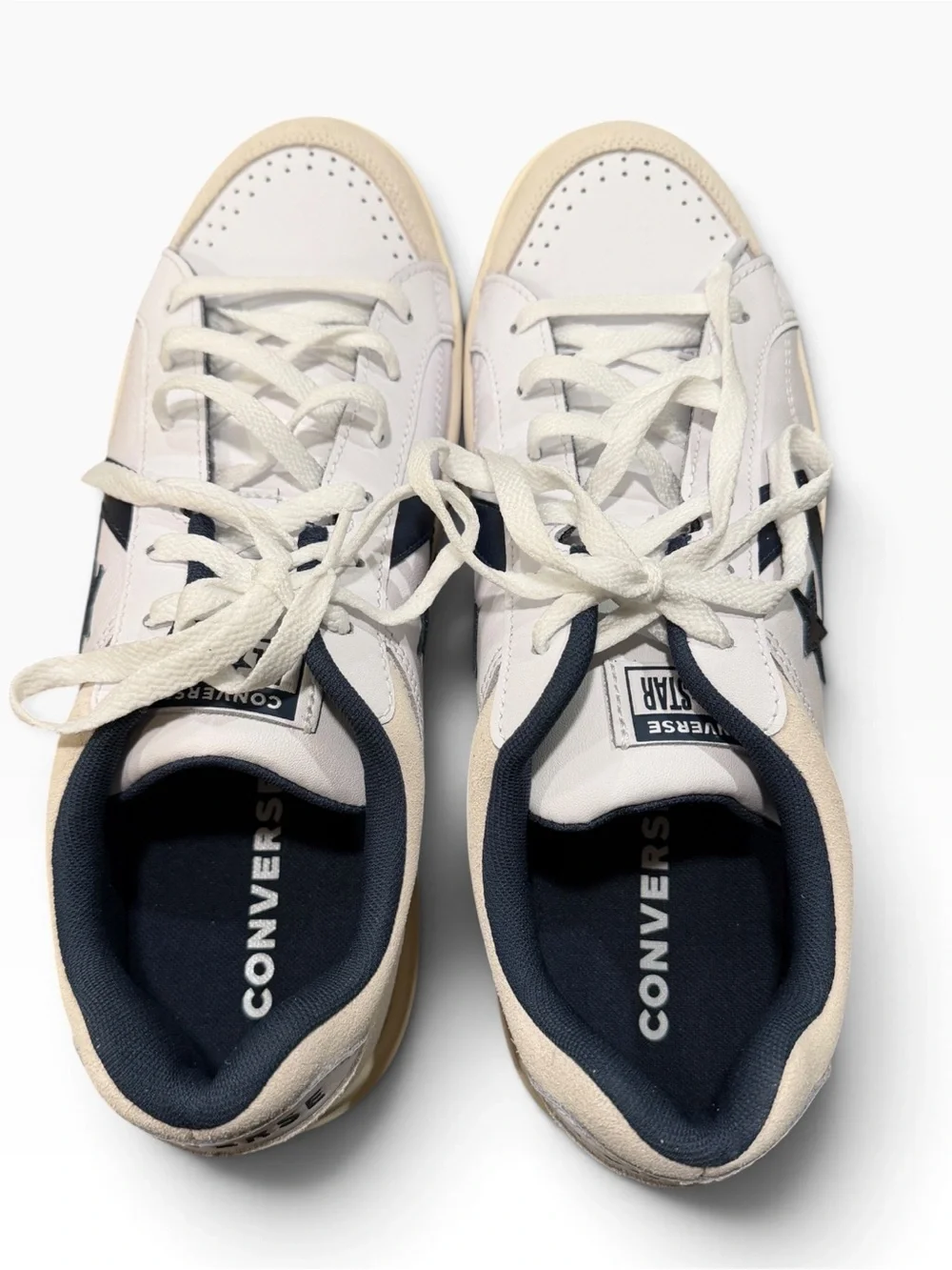 NEW Converse Pro Blaze Classic Ox Leather White Navy Shoes Mens Sz 11